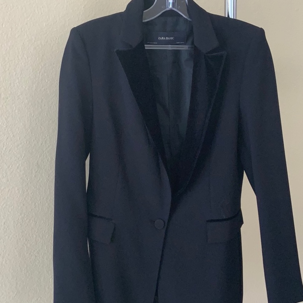 Zara black womens tuxedo jacket formal